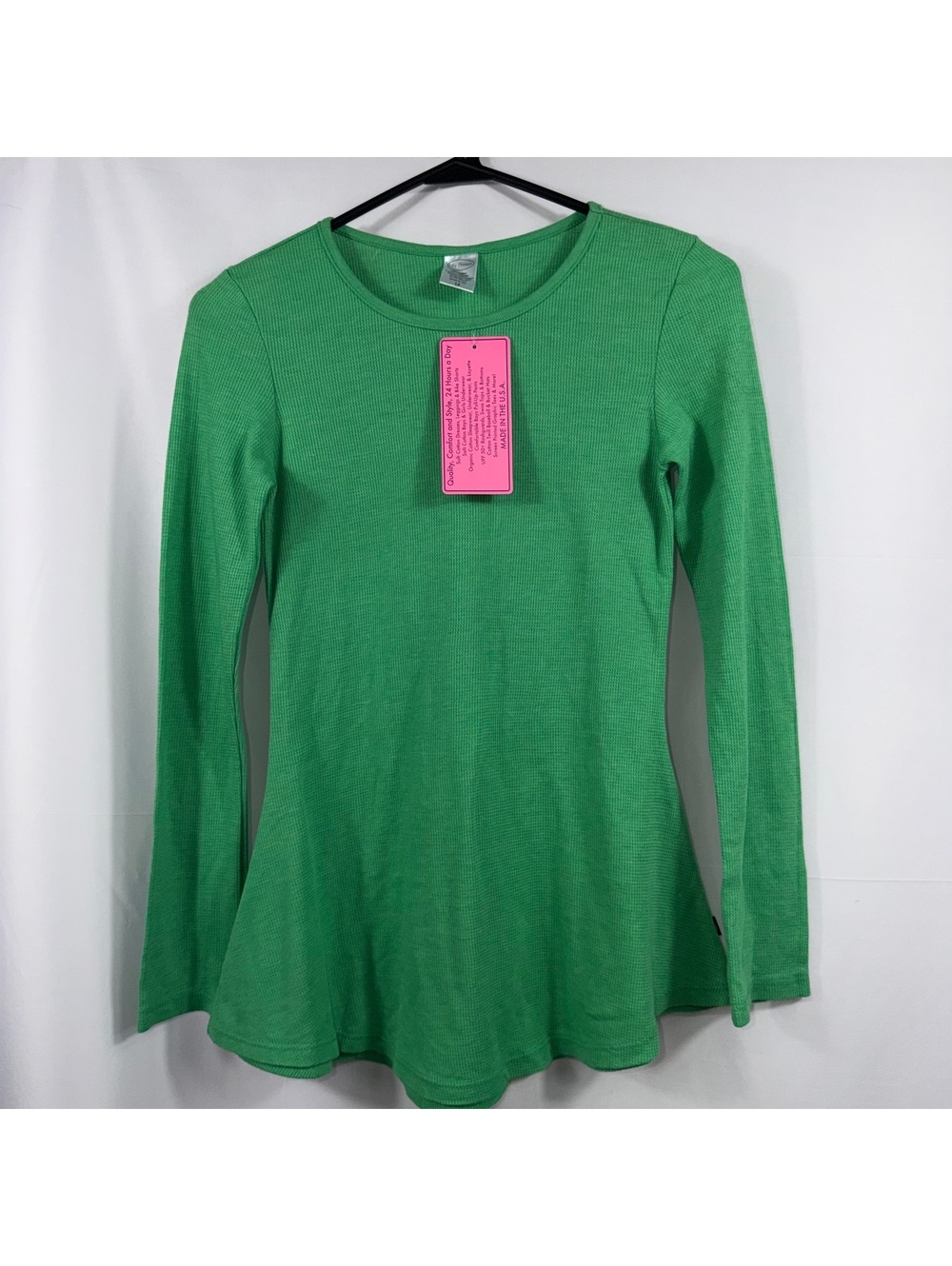 NWT City Threads Girls Size 14 Green Thermal Waffle Knit Long Sleeve Top